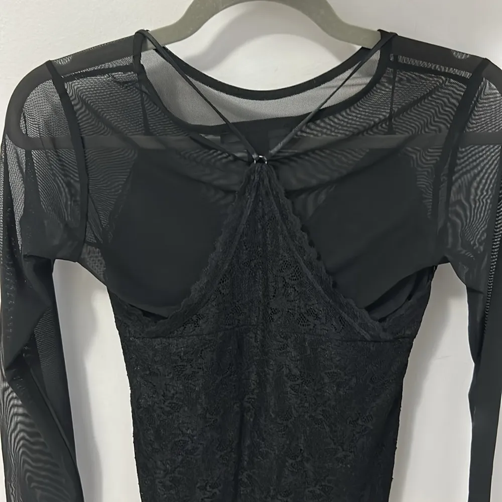 All Saints Nyla Black Lace Bodysuit - Image 7