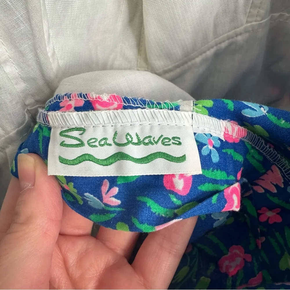 Vintage Seawaves Blue & Pink Floral Swimsuit Romper Size 8 - Image 9