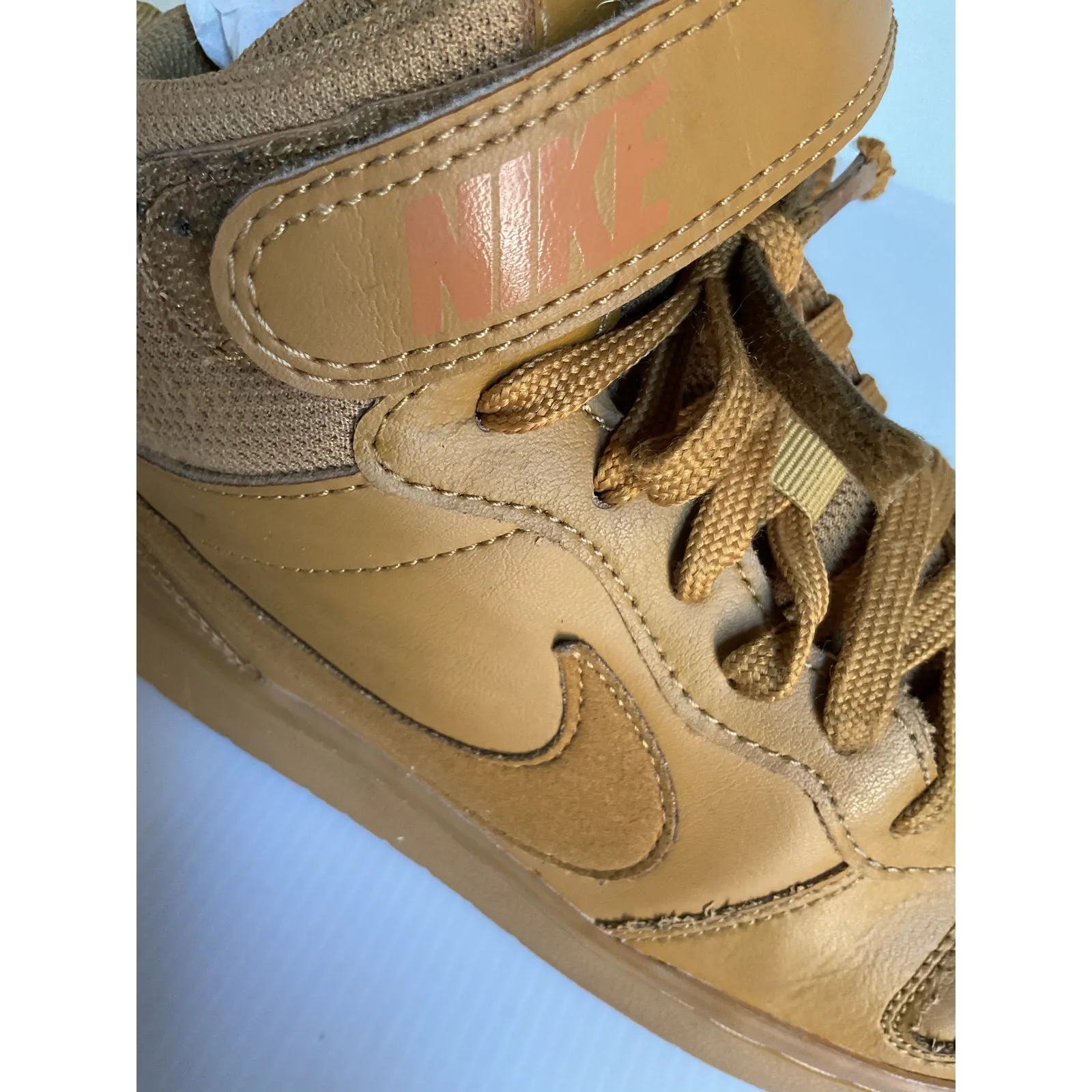 Nike Court Borough Mid 2 GS Wheat Brown High Top Youth 6Y Women’s 7.5 Sneakers - Image 10