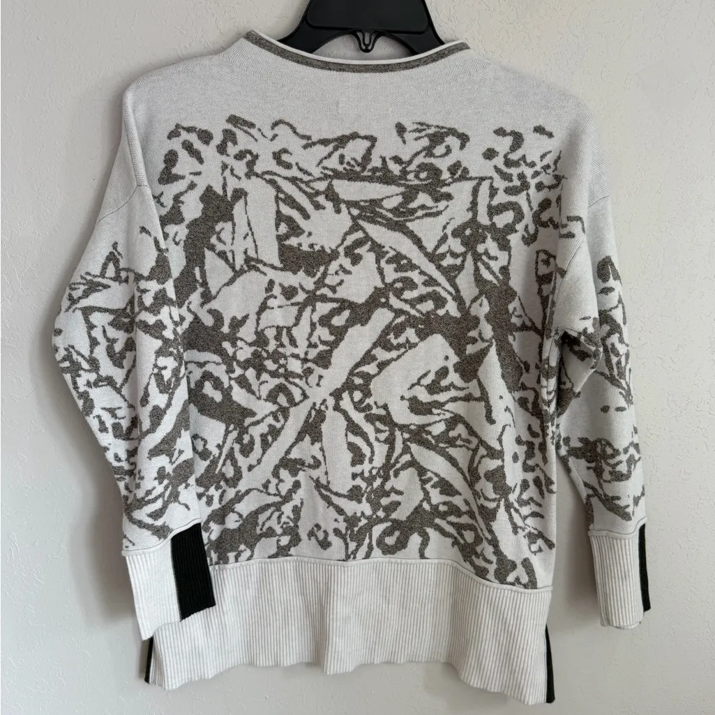 Nic+Zoe Snowbird Jacquard White Gray Abstract Print Sweater Womens SP Business - Image 7