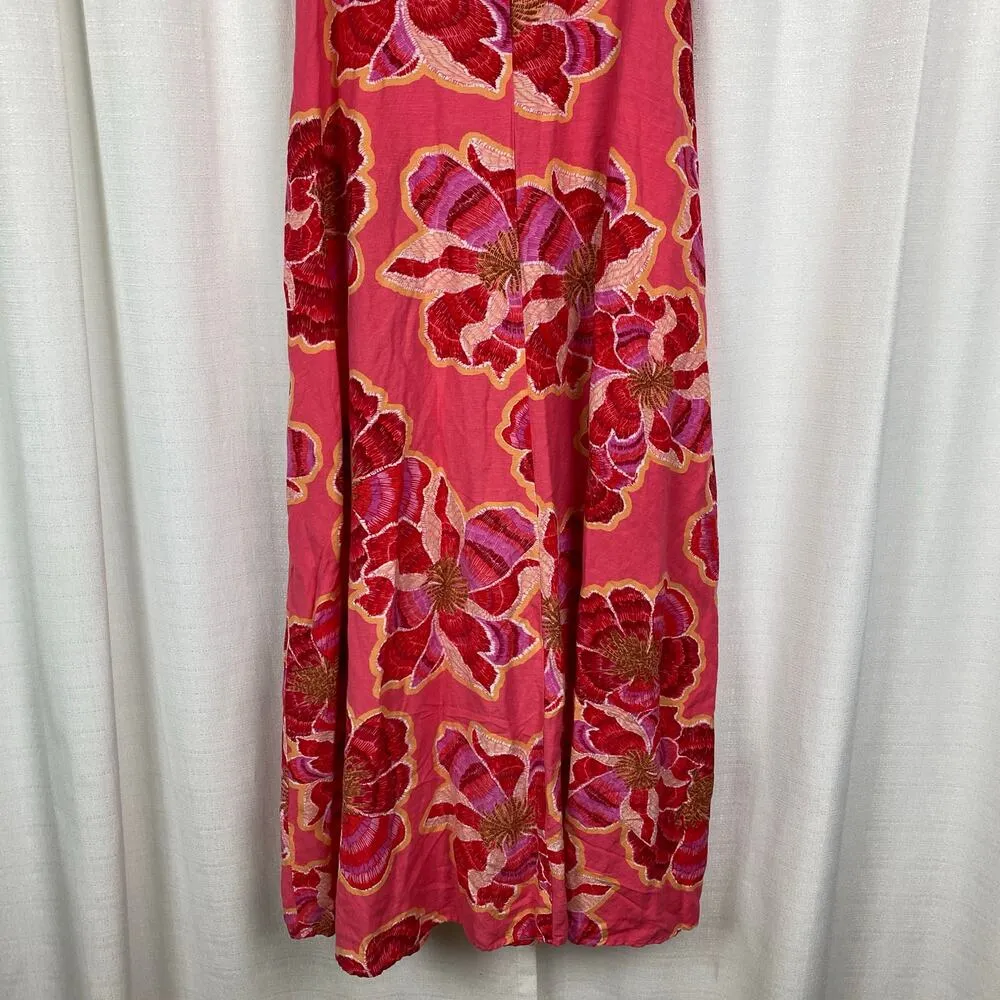 LOFT Pink Textured Floral Line Blend Strappy Maxi Dress Sz.14 - Image 10