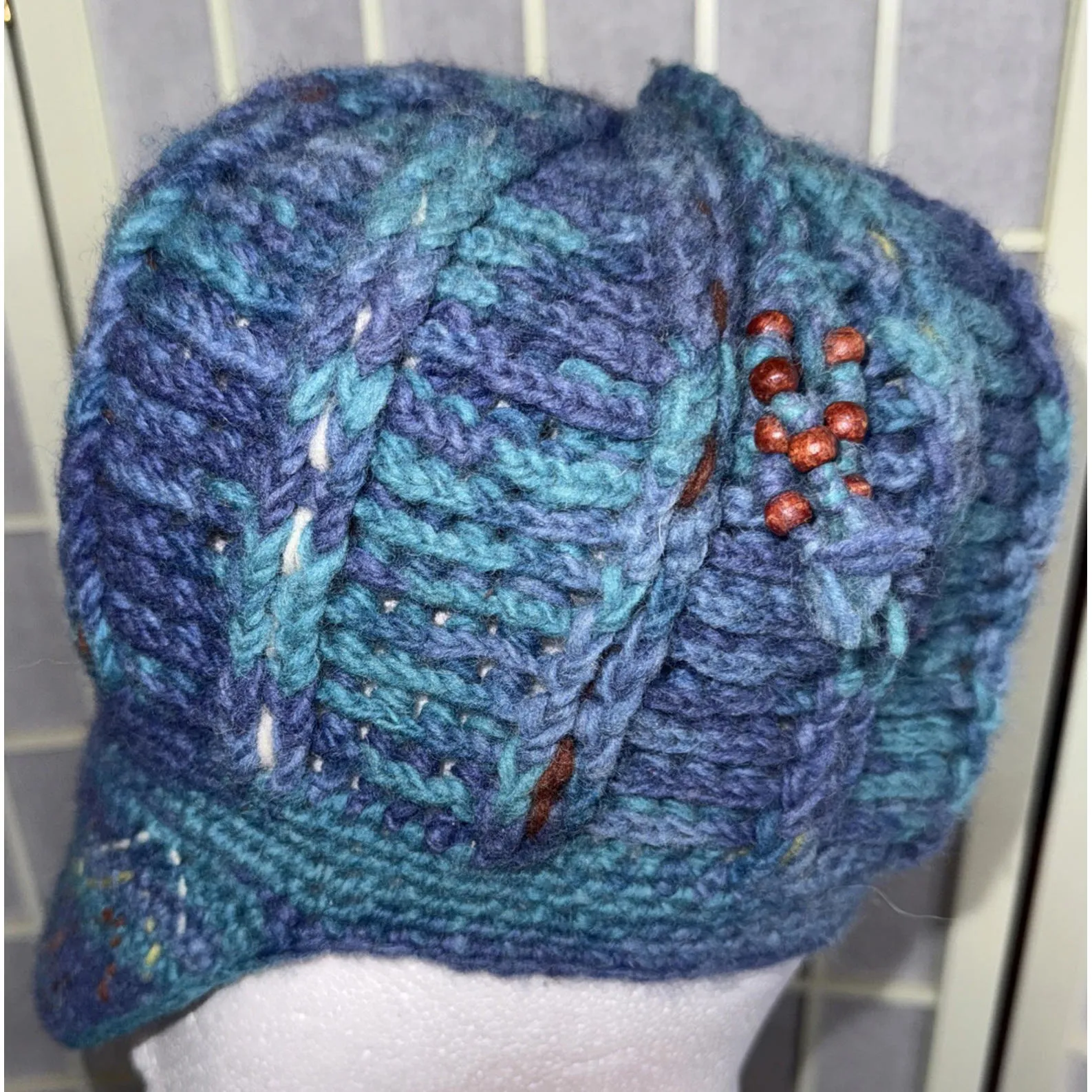 Newari Icelandic Design Chunky Knit Crochet Style French Multicolor Y2K Beret - Image 13