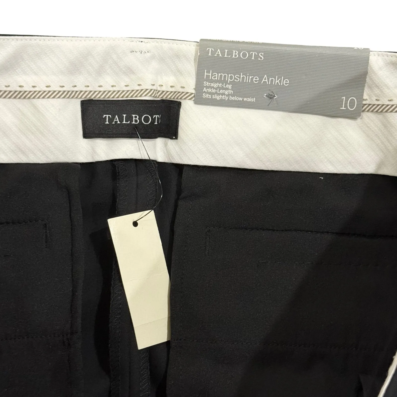 Talbots Hampshire Ankle Pants Black Straight Leg Sits Slightly Below Waist Sz 10 - Image 3