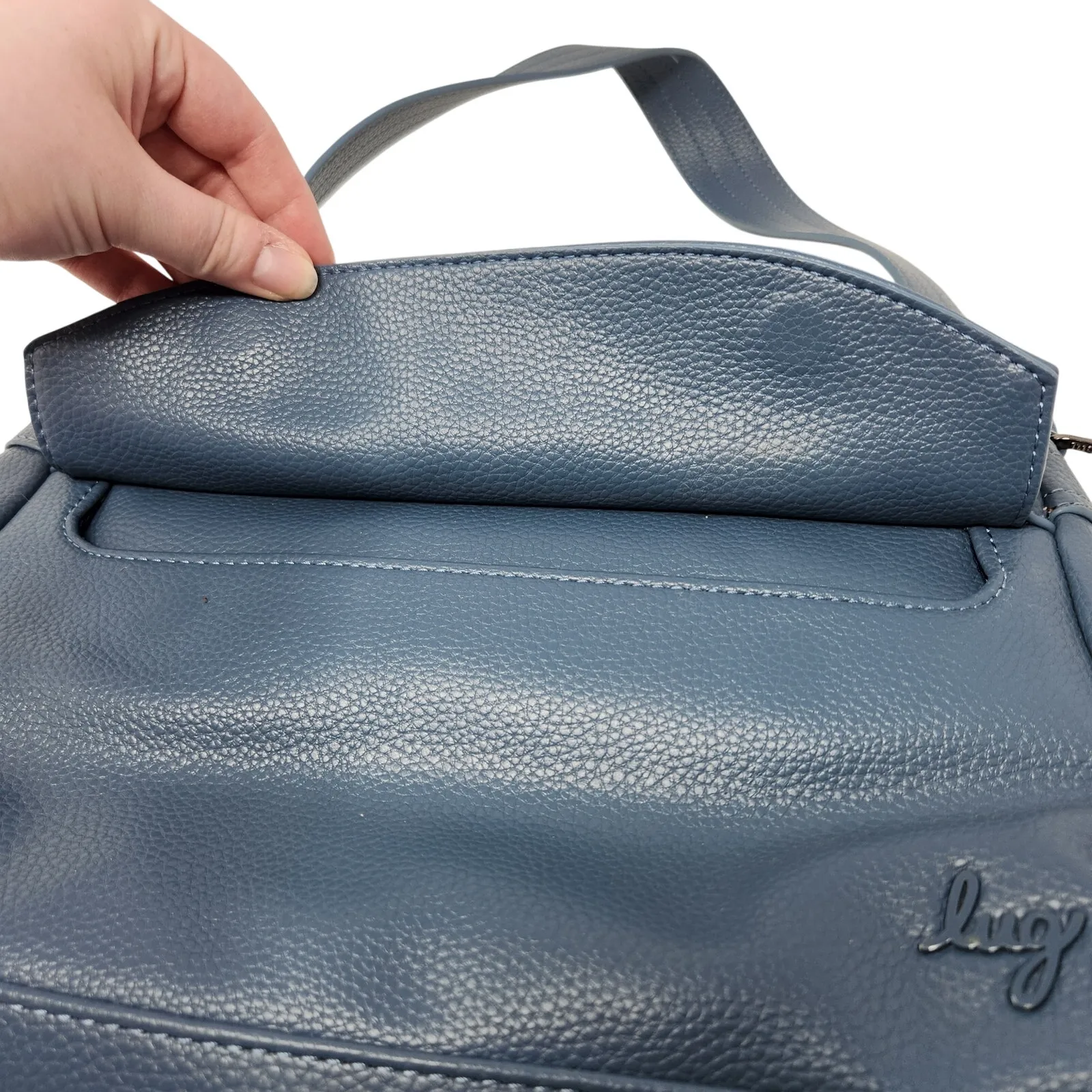 Lug Blue Pebbled Leather Studded Everyday Casual VL Crossbody Shoulder Bag - Image 5