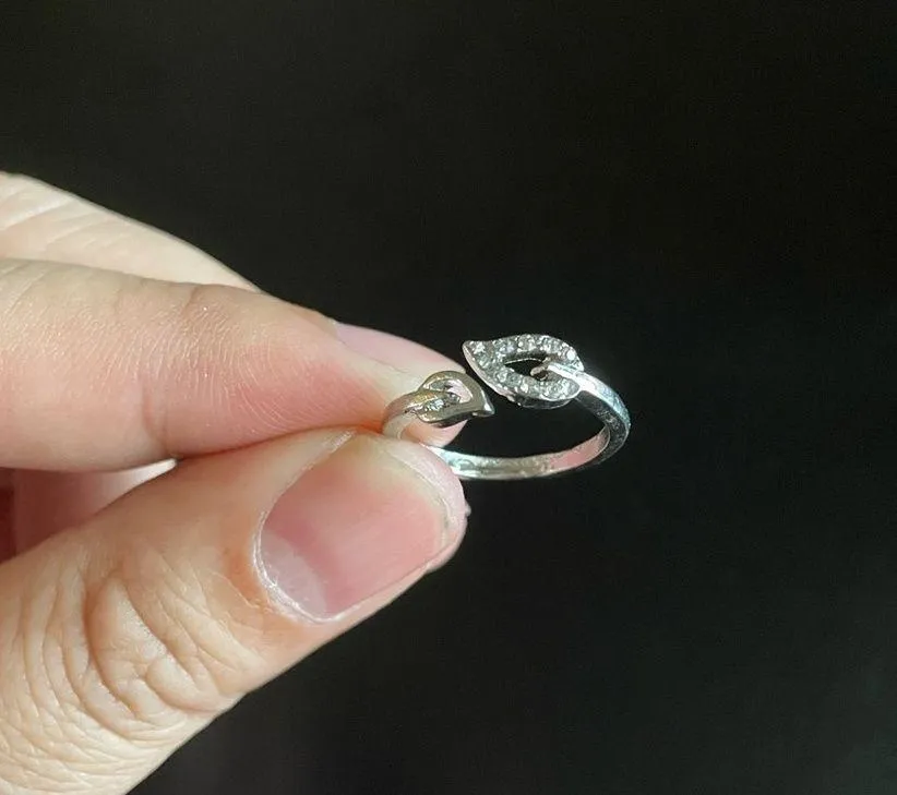 Adjustable silver leaf open ring - Image 9