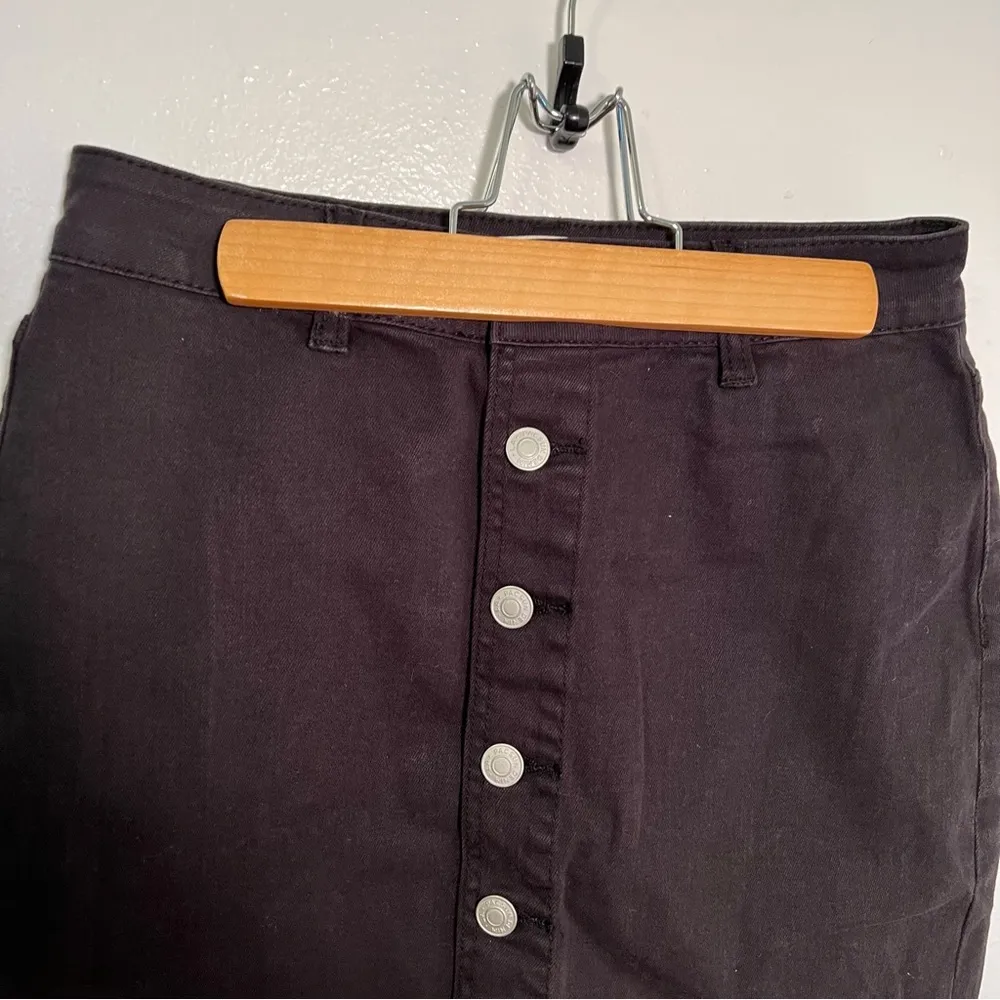 Pacsun Button Front Denim Mini Skirt Black - Image 3
