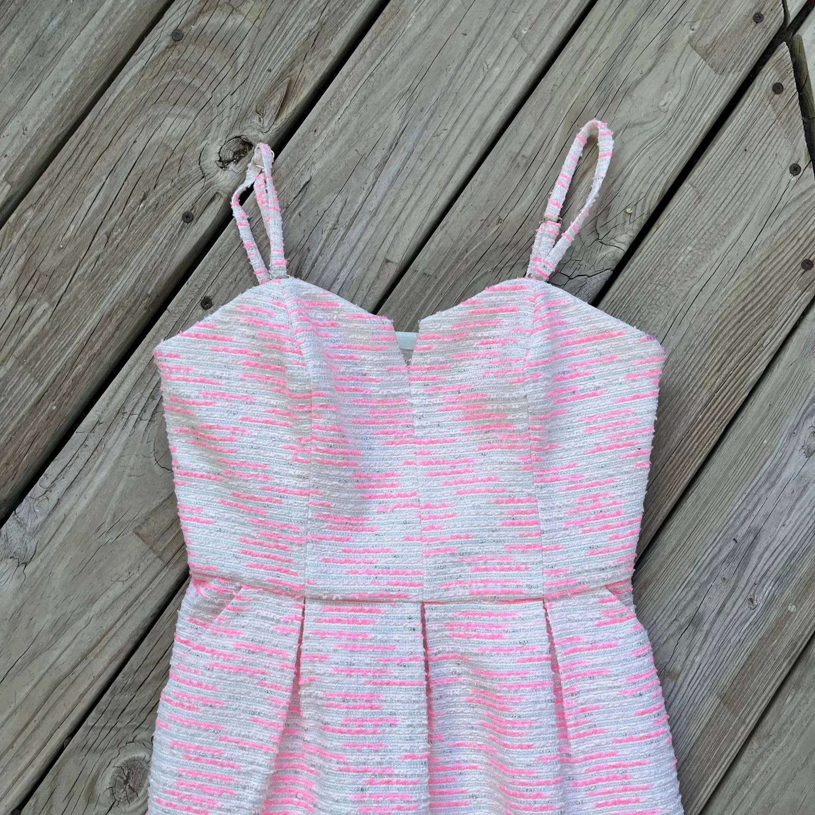 Anthropologie Moulinette Soeurs Pink & White Tweed Mini Dress Size 4 - Image 4