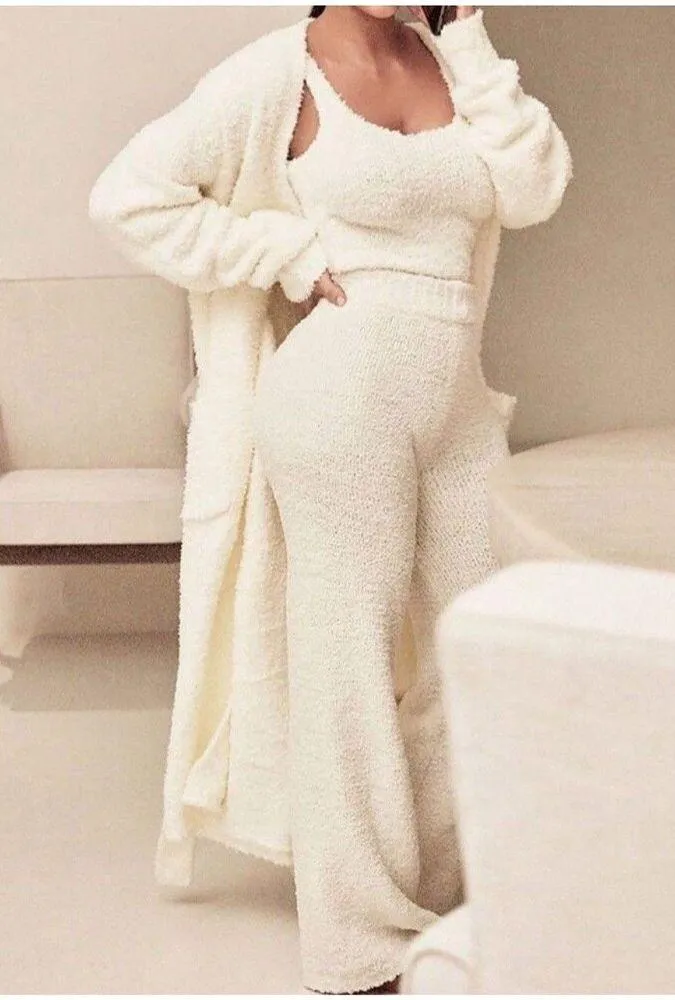 Skims Cozy Knit Pant Bone Boucle Women’s 4X/5X Comfy Loungewear Elastic Waist - Image 3