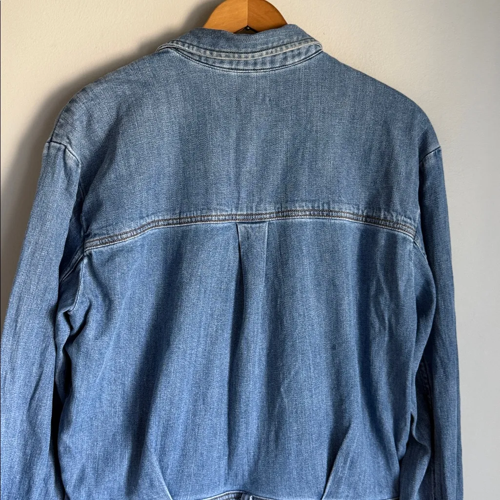 Anthropologie Pilcro Long-Sleeve Denim Micro Mini Shirt Dress Large - Image 8