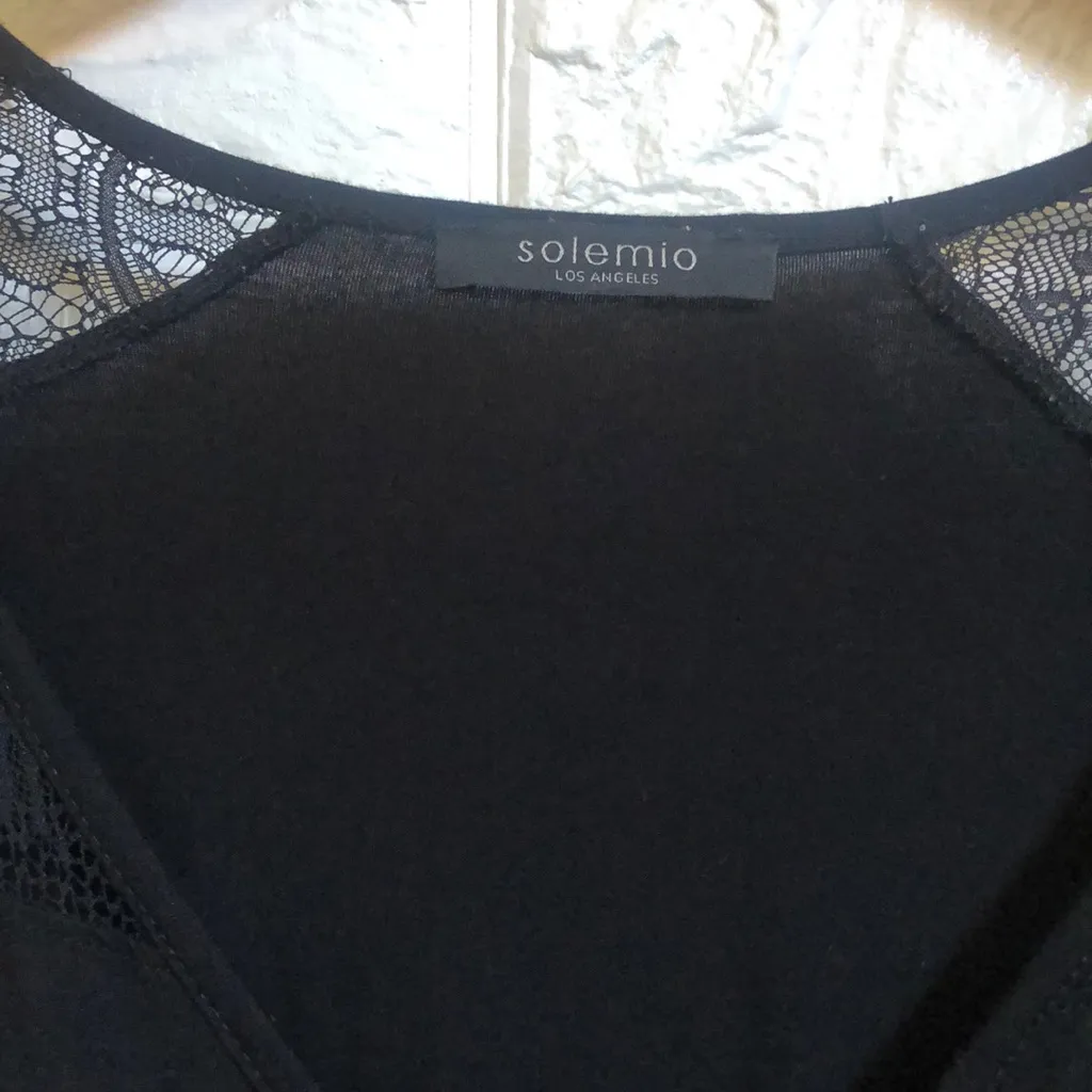 Solemio black lace 3/4‎ sleeve romper - Image 2