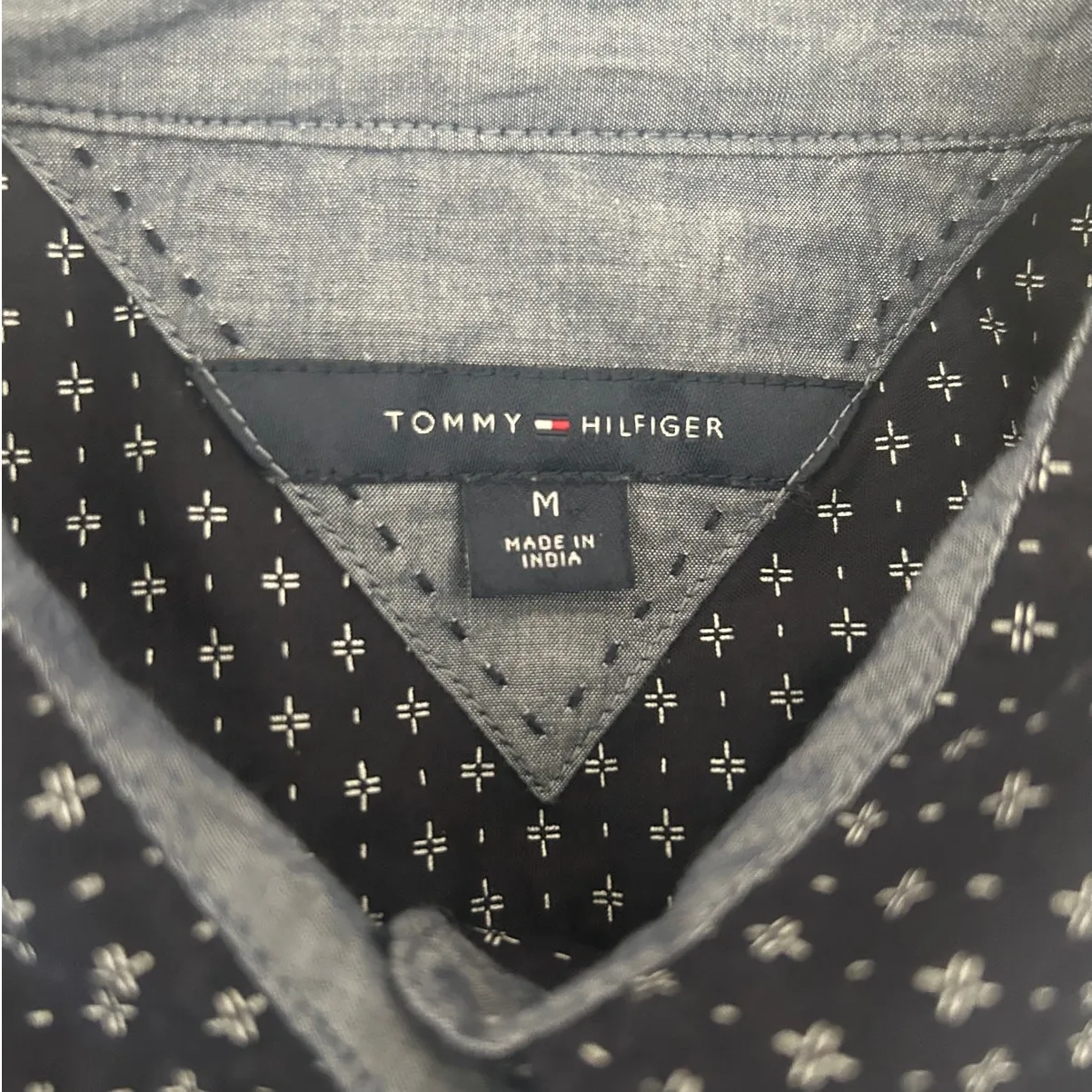 Tommy‎ Hilfiger Women Top M Navy Geometric Button Up Preppy Classic Nautical - Image 2