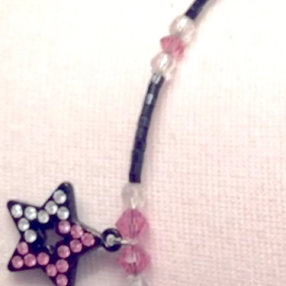 Black and Pink Rhinestone & Beaded Choker with Bling Star - Image 6