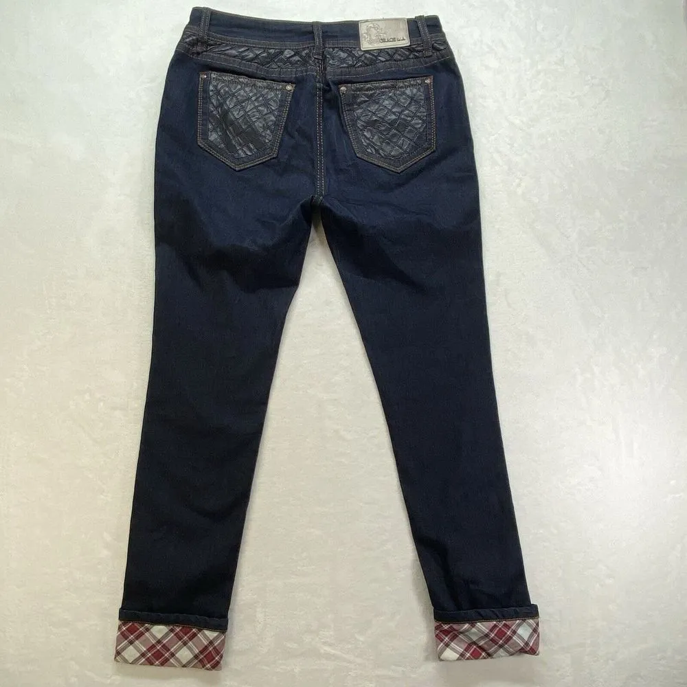 Grace In LA Jeans Womens 31 cropped‎ quilted pockets plaid cuffs - Image 14