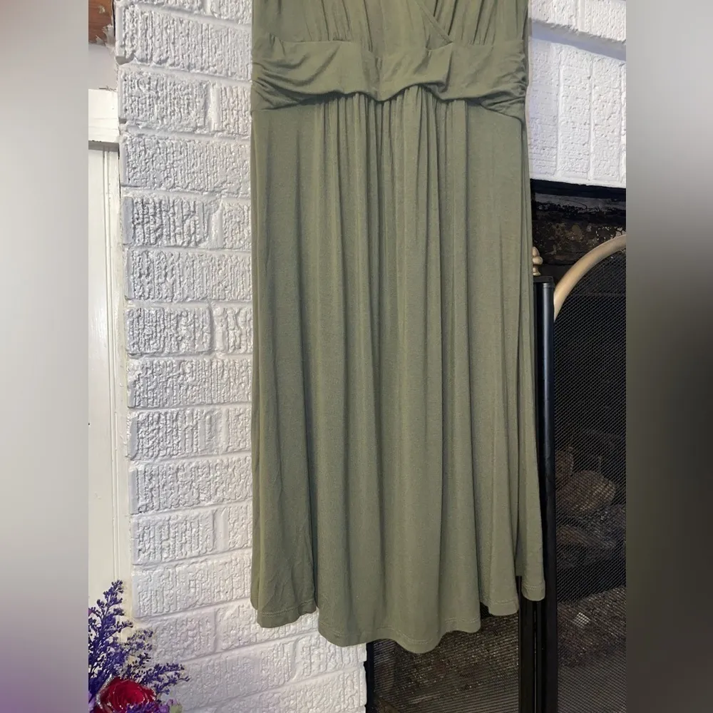 Olive Green Maternity Midi Dress | Old Navy | Size XS - Image 5