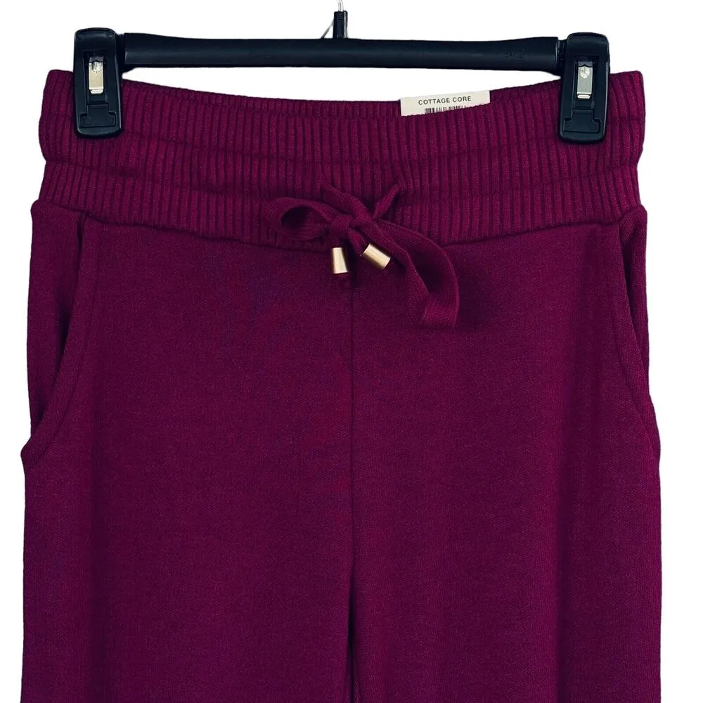INC X-Small Flare Knit Sweater Pants Pockets Stretch Autumn Berry Magenta New - Image 2