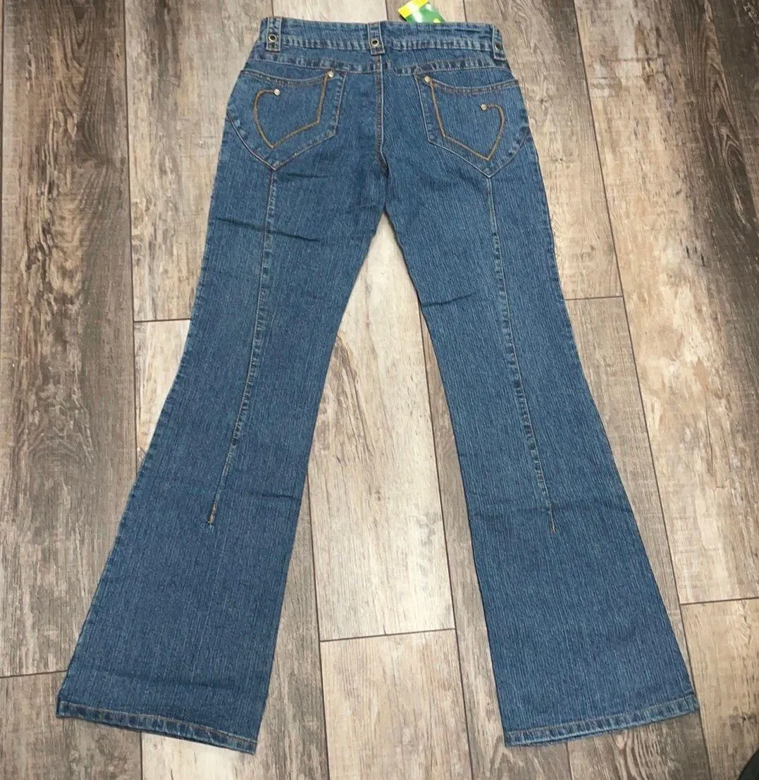 NWT Jeans Blue with Orange And Red Embroidered Stitching Size 10 - Image 3