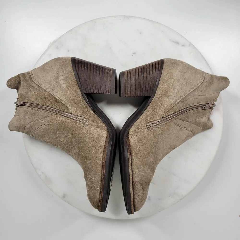 Paul Green Womens Nora Ankle Boots UK 3.5 US 6 Gray Tan Suede Leather Block Heel - Image 6