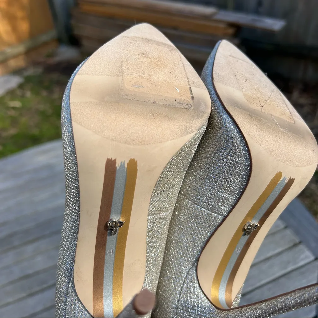 Sam Edelman DANNA POINTED TOE‎ HEELS size 4 silver sparkle - Image 10