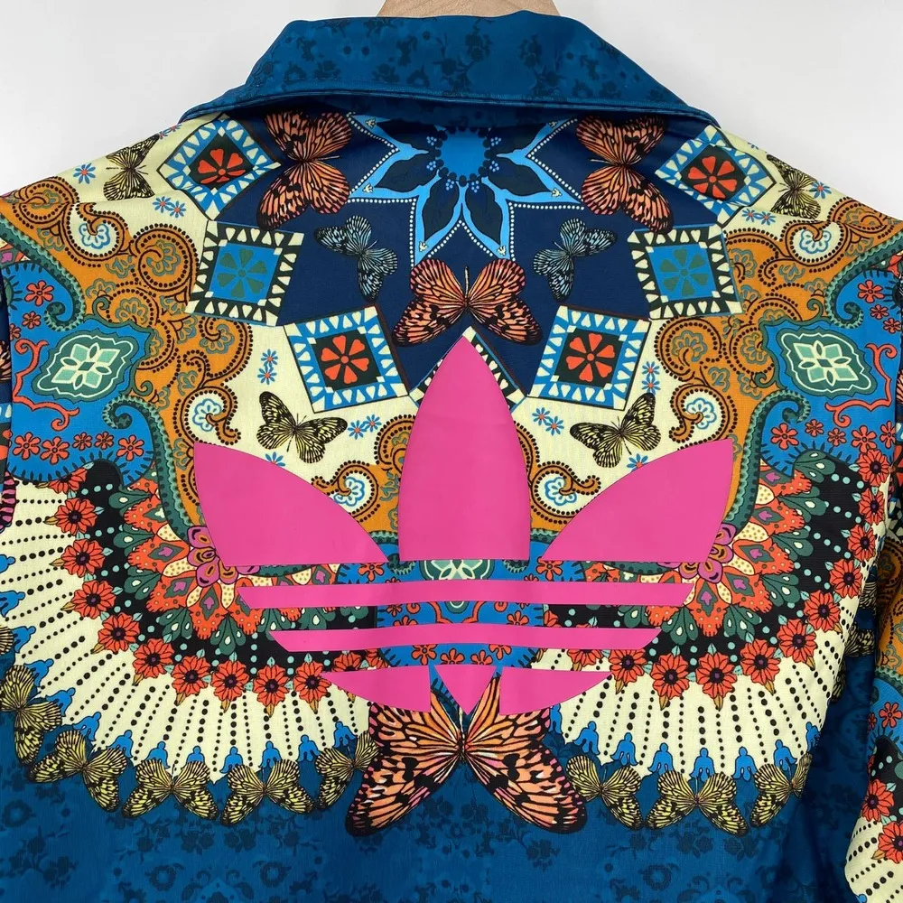 Farm Rio Adidas x Farm Borbomix Trefoil Kaleidoscope Print Athletic Blue Womens Medium - Image 8