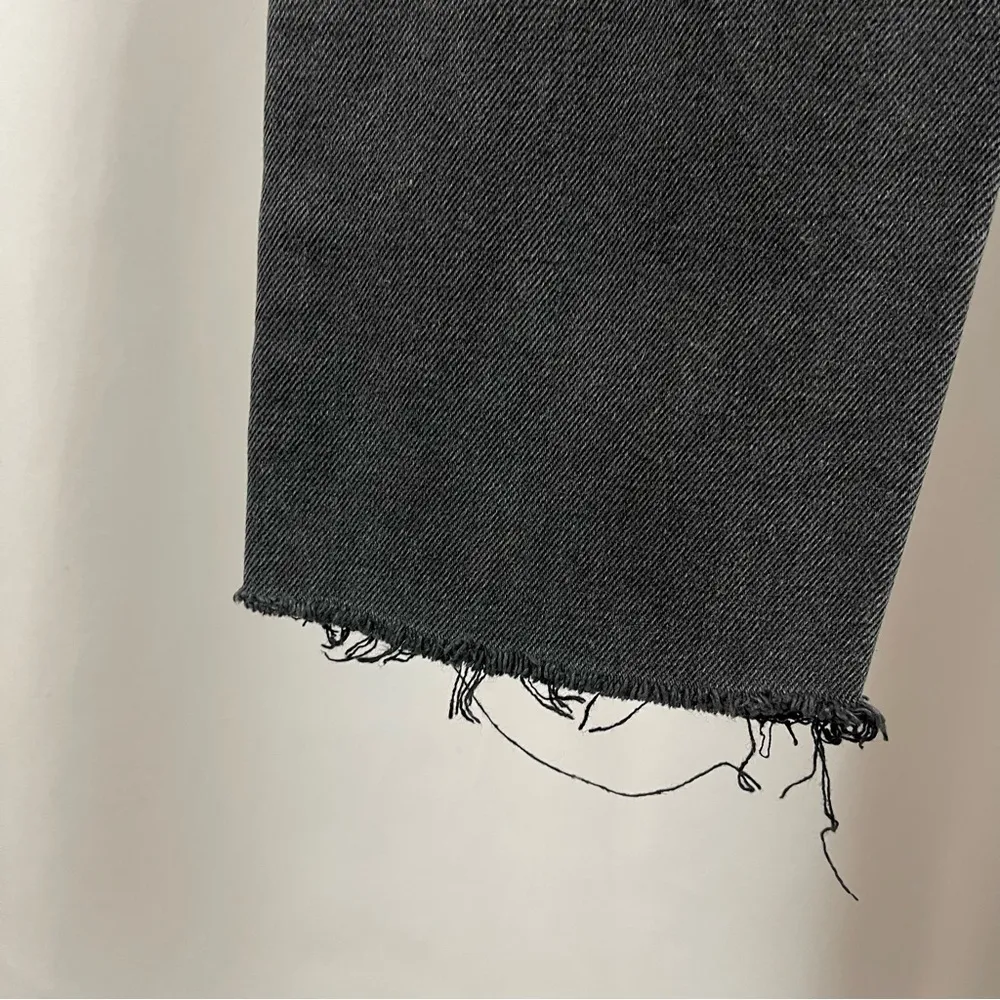 Grunge Size 26 High Waist Holes Distressed Raw Hem Goth Emo Jeans Punk Tapered Black - Image 4