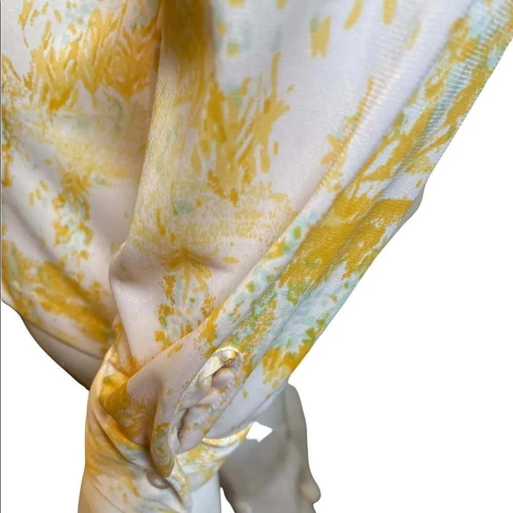 Vintage 1970s Vera Button Down Geometric Long Sleeve Shirt M Saffron Marigold Orange Size M - Image 12