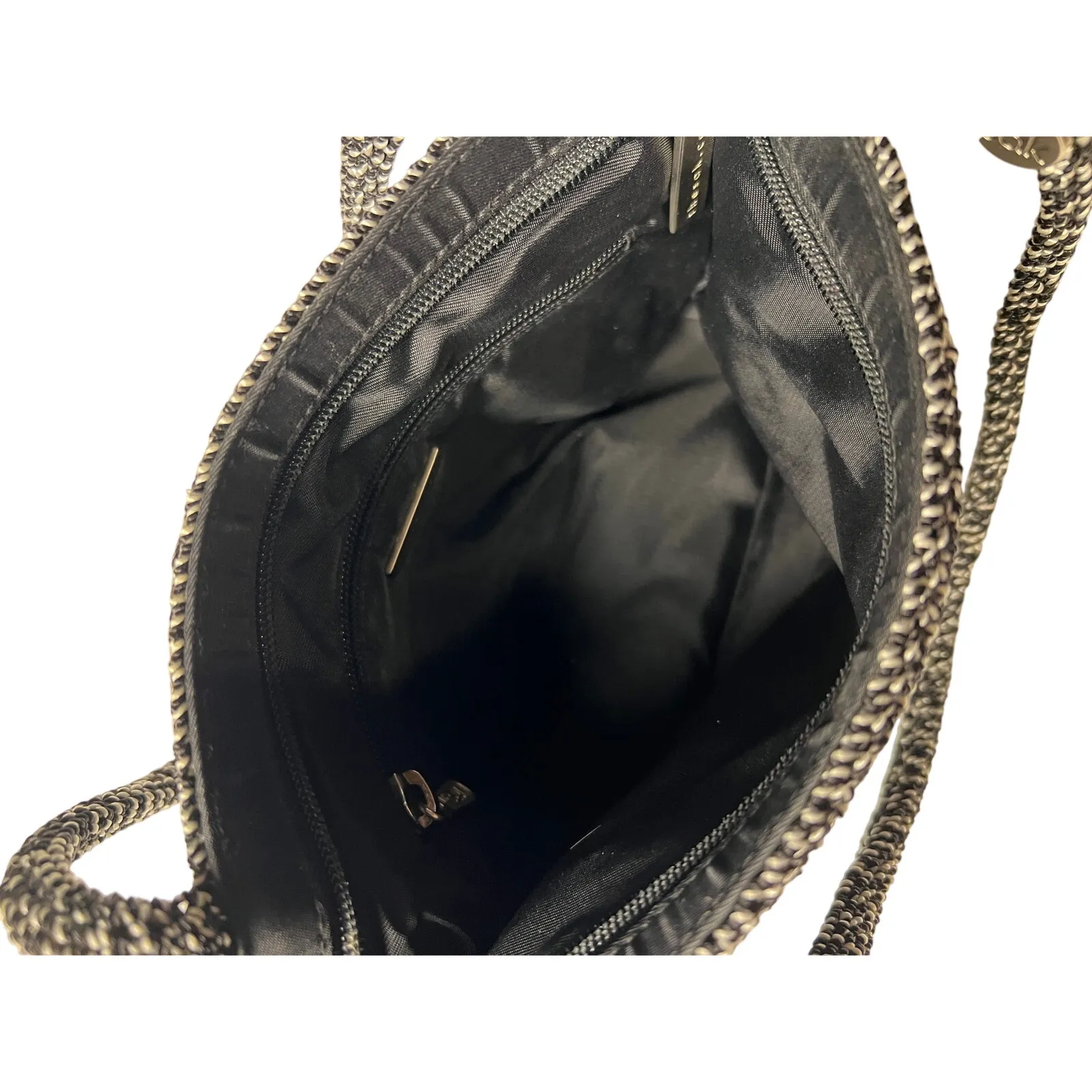 The Sak Elliott Lucca Collection Black White Marled Woven Zip Handbag Purse - Image 9