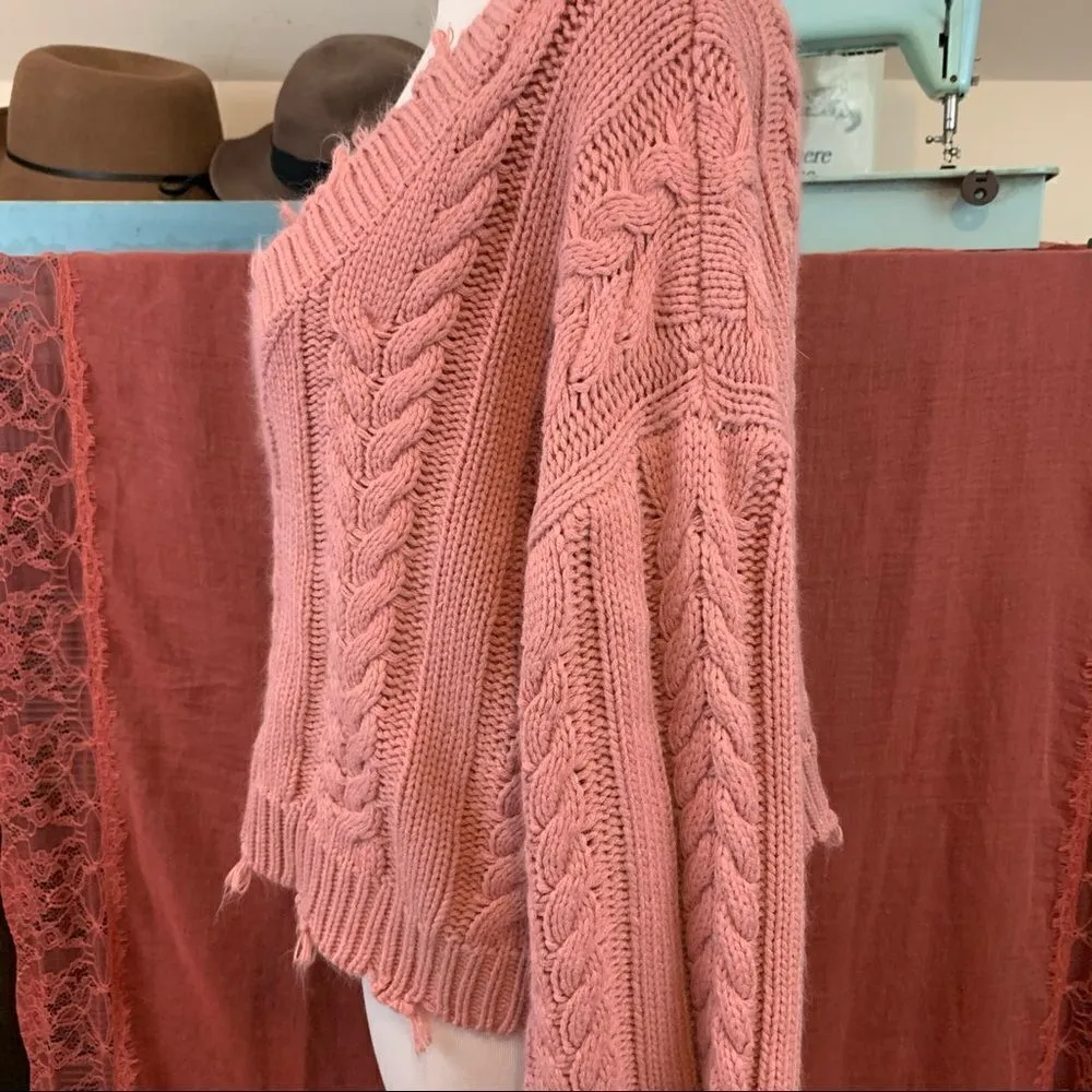 Cloud Ten distressed crop sweater dusty pink M - Image 2