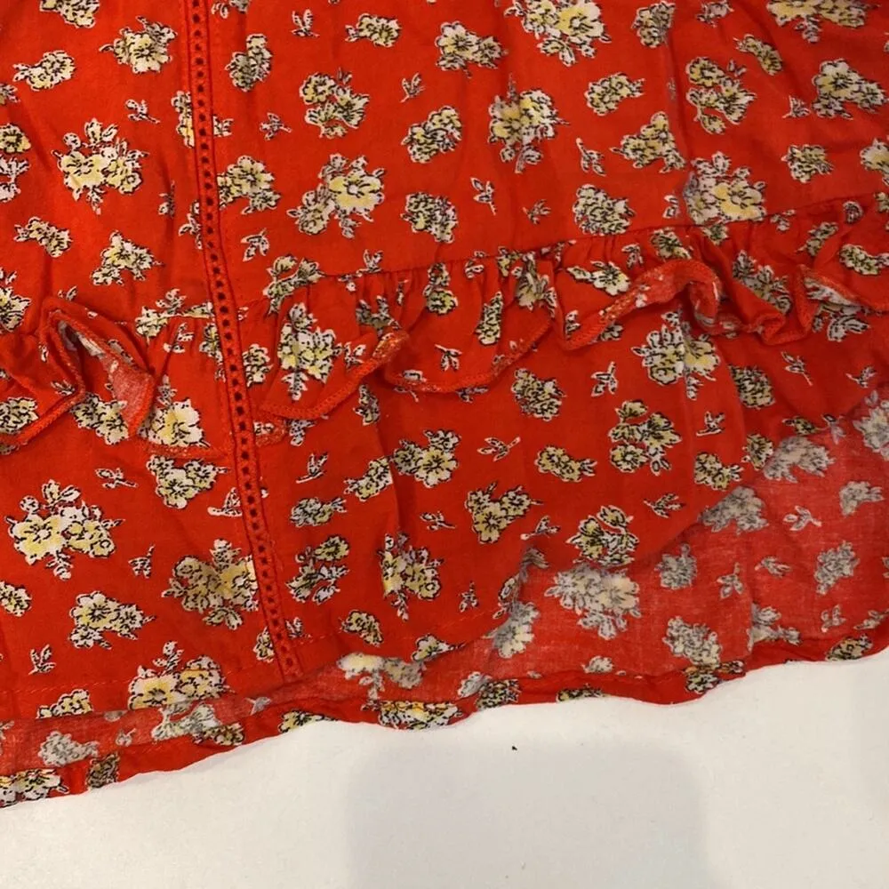 Forever 21 Floral Scoop Neck Cap Sleeve Baby Doll Top EUC Sz Sm Rayon Tie Front - Image 12