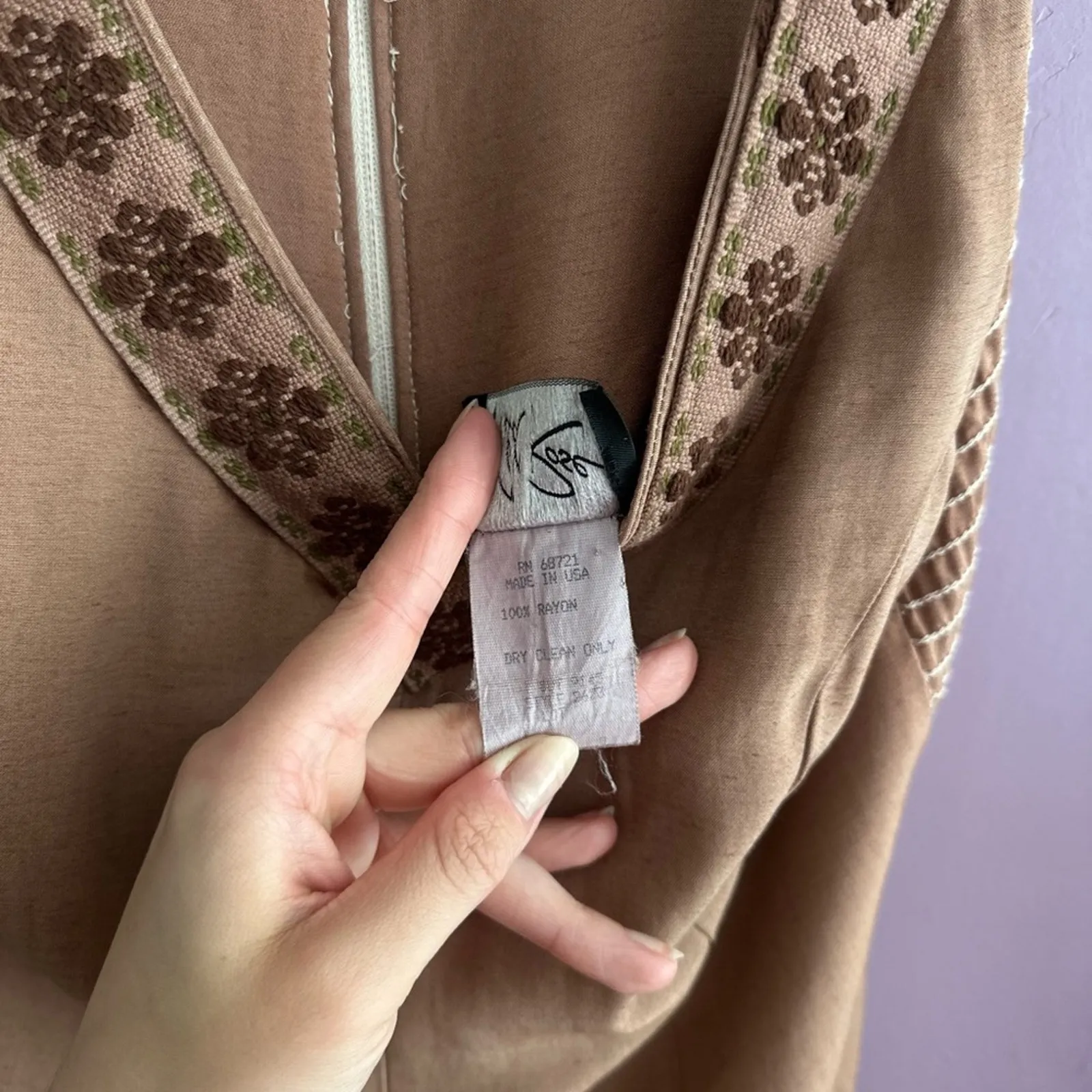 Vintage Wild Rose Warm Brown Wide-Leg Rayon Jumpsuit Boho Chic Coastal Cowgirl - Image 8