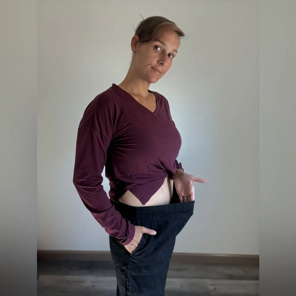 H&M Pull On Linen Pants Black Large Minimalist Classic Comfy - Image 7