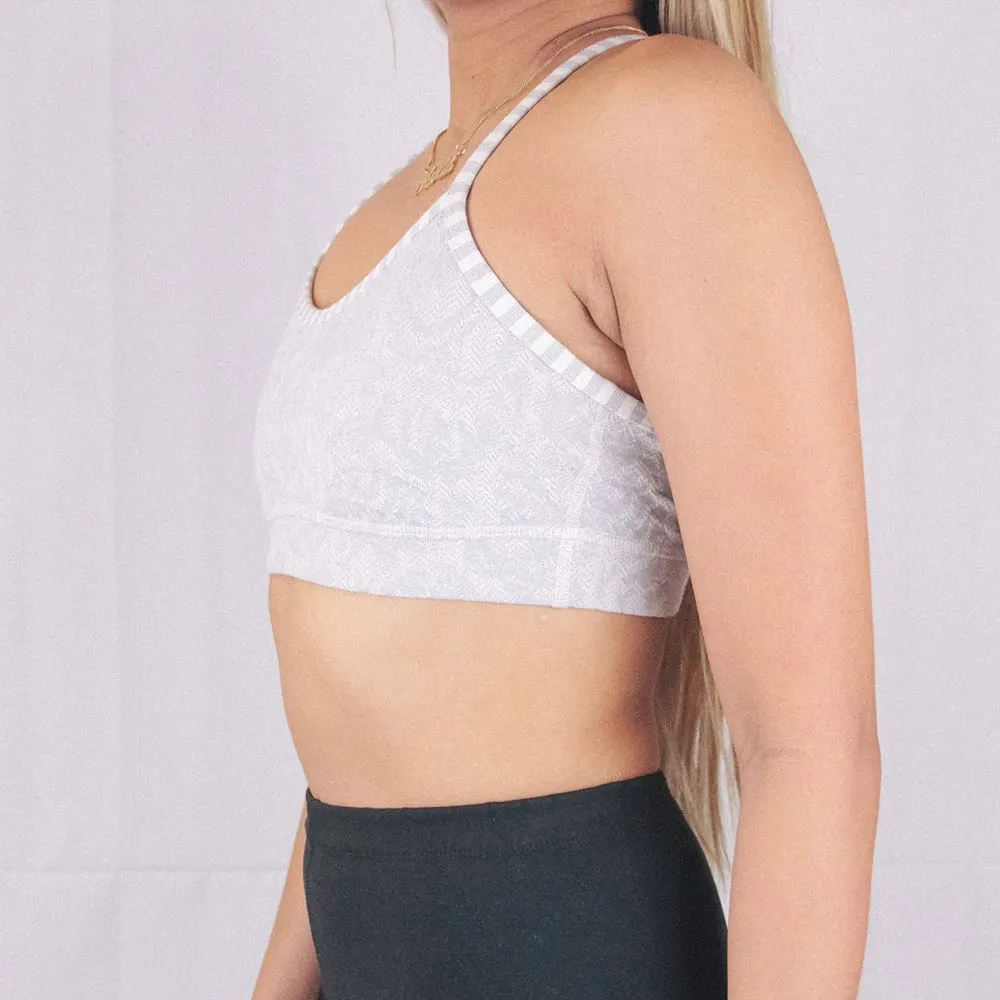 Lululemon Flow Y Gray Rose Herringbone Sports Bra Size 6 - Image 4