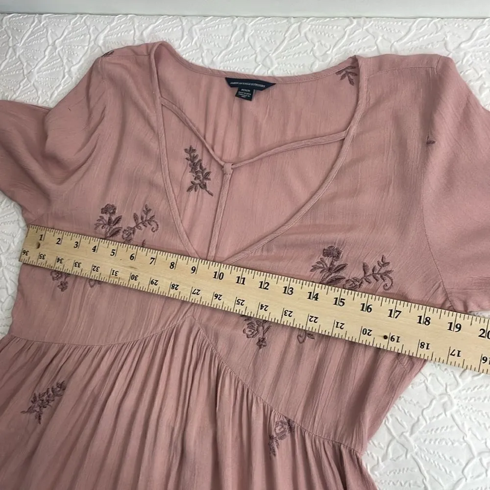 American Eagle Pullover Embroidered Mauve Boho Dress size Medium - Image 12