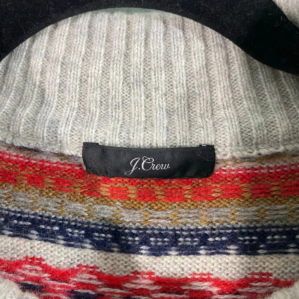 J Crew Women Fair Isle Mockneck Lambs Wool Blend Pullover Sweater Size S #K5312 - Image 6