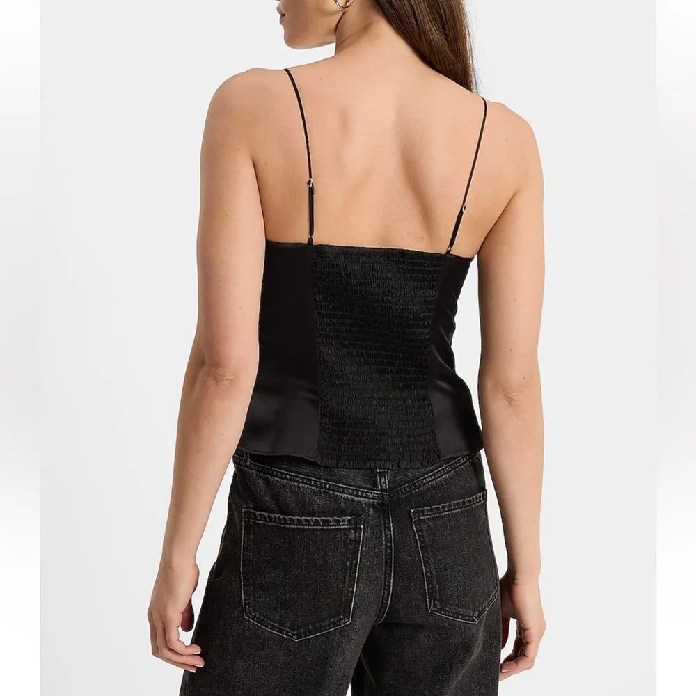 Black satin v neck tank top - EXPRESS - NWT - Image 2