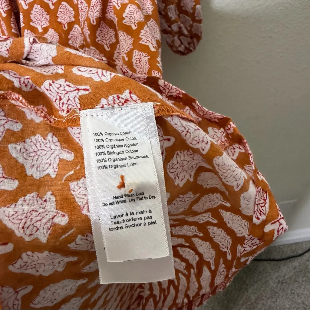 Emerson Fry India Collection Adelina Cotton Poplin Dress Gigi Organic Size S Orange - Image 13