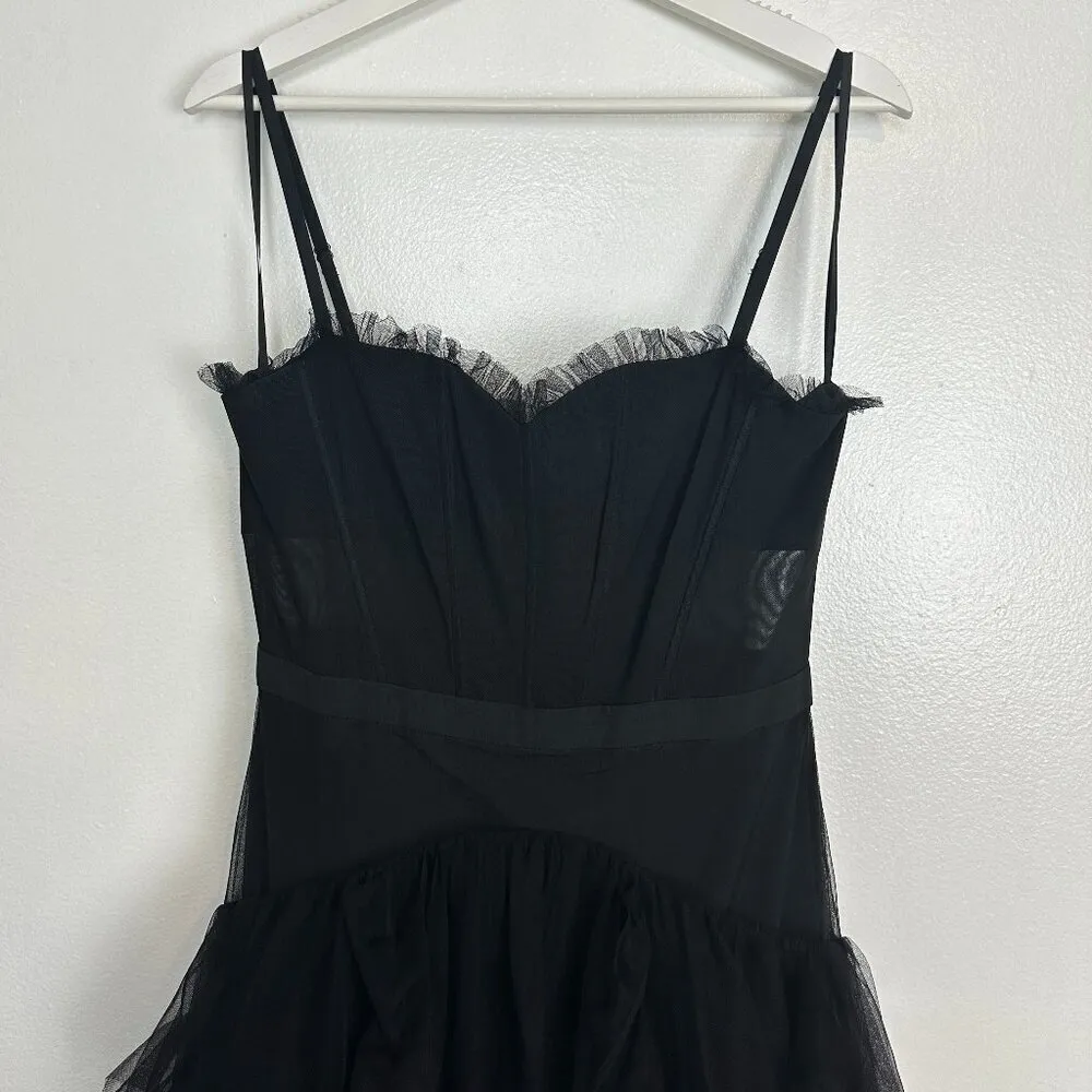 BETSY & ADAM "Tia" Long Mesh Corset Ballgown in Black Size US 6 - Image 5