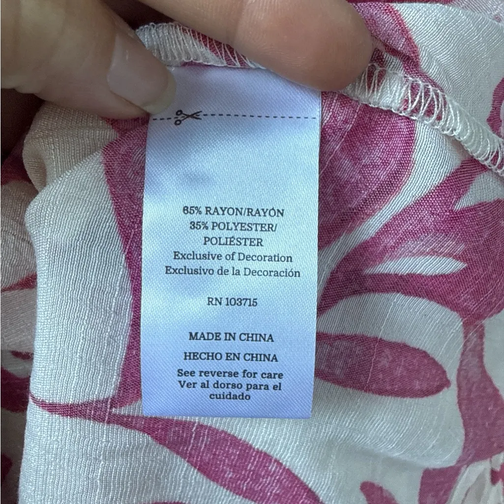 Zac & Rachel Boho Floral Lace Crochet Peasant Blouse Magenta Pink White Medium - Image 8