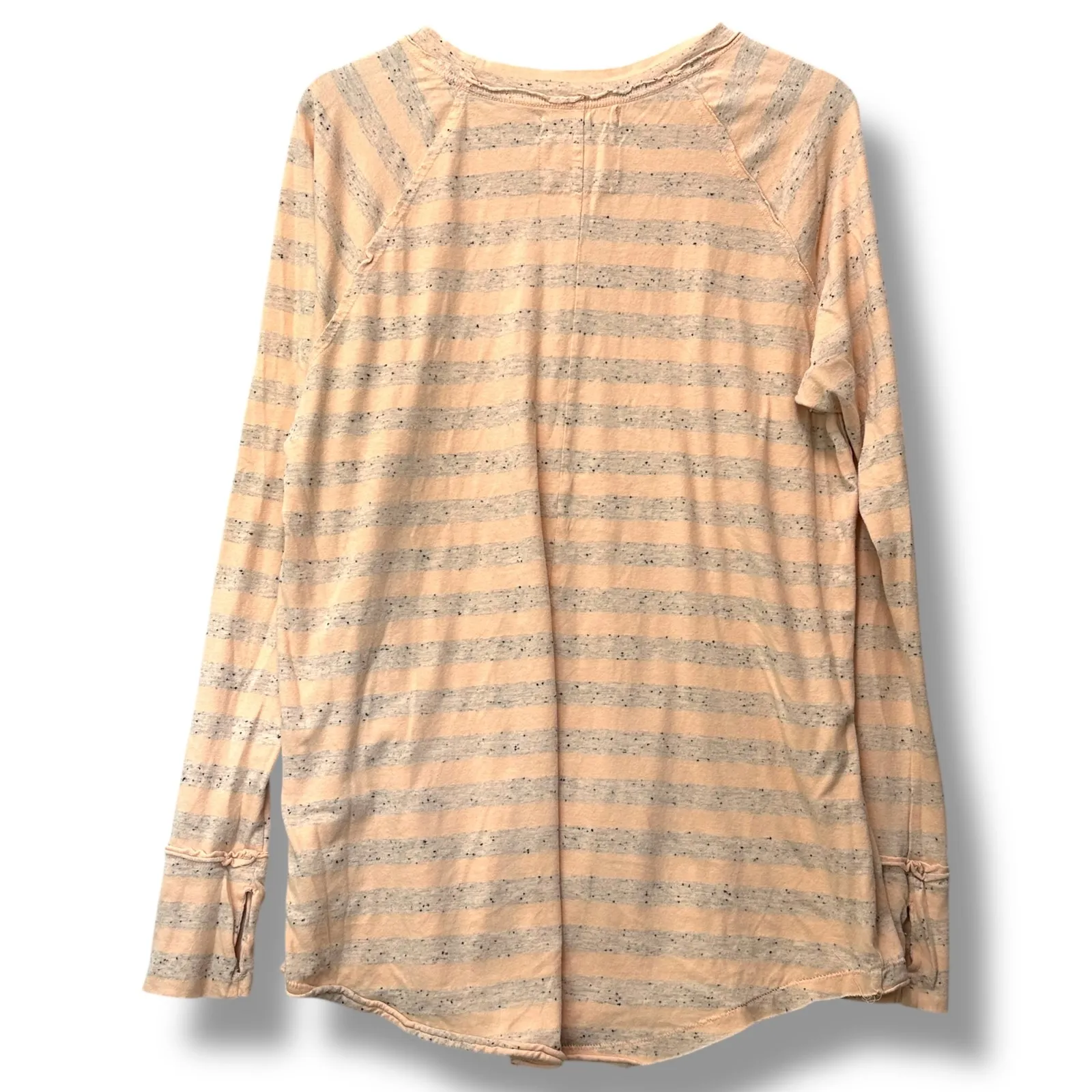 We The Free Free People‎ Striped Long Sleeve Top M Peach Speckled Grunge - Image 2