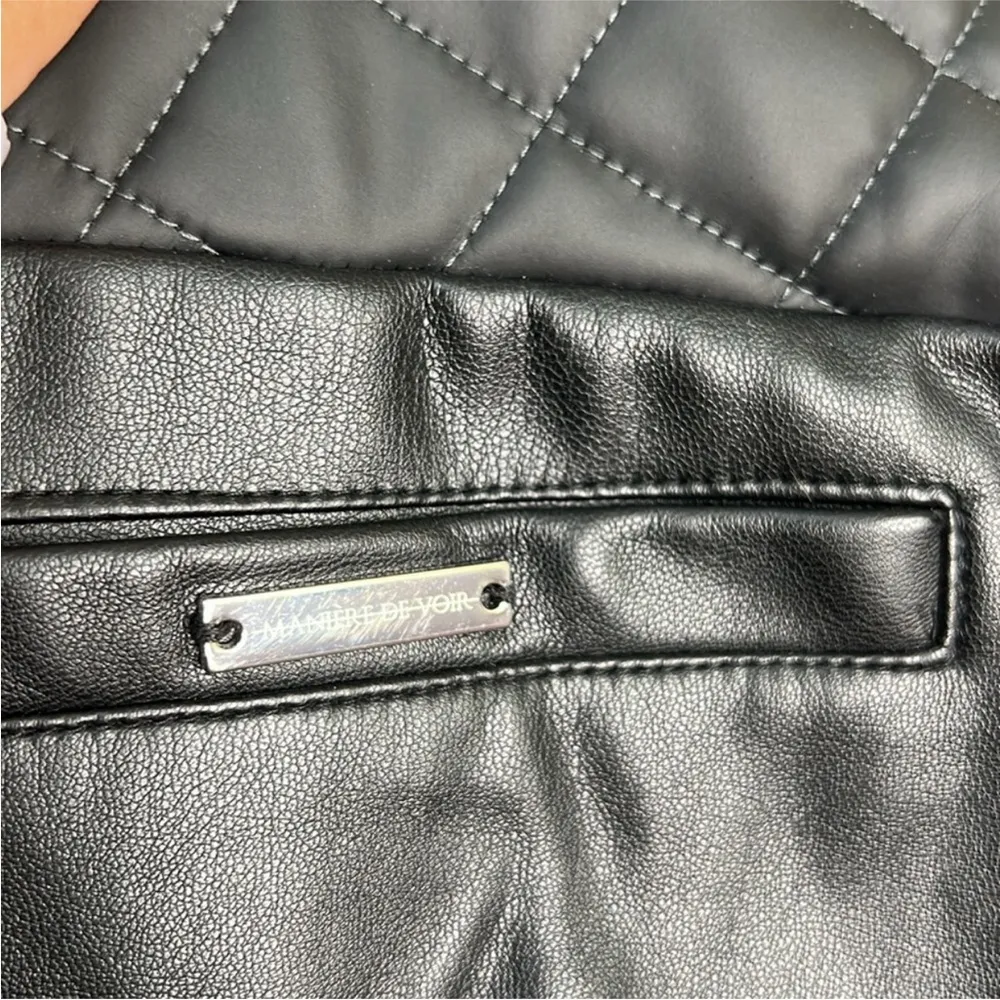 Vegan Leather Quilted Leggings Sexy High Waisted Black Tight sz8 - Image 13