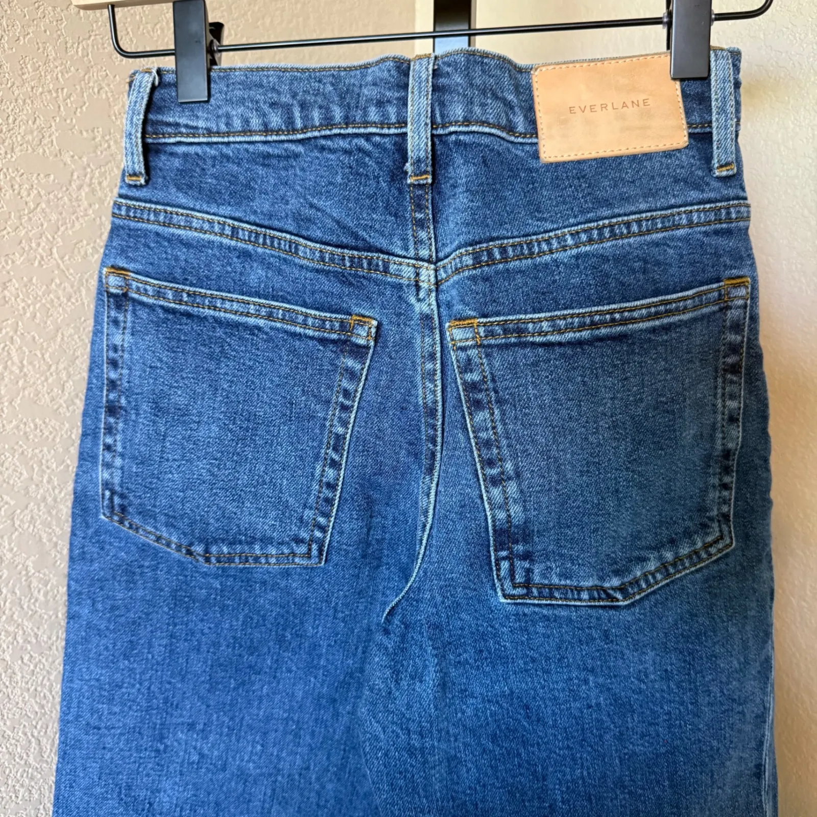 Everlane The Way High Jean Straight Leg Organic Cotton Denim Blue Jeans‎ Sz 23 - Image 4