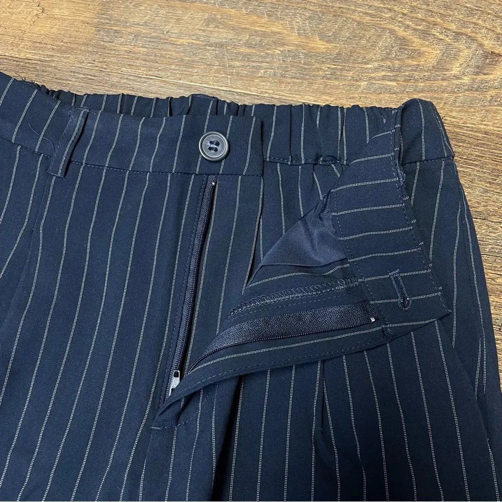 Love Tree Navy Blue White Stripe High Waist Straight Wide Leg Pant Womens Small - Image 5