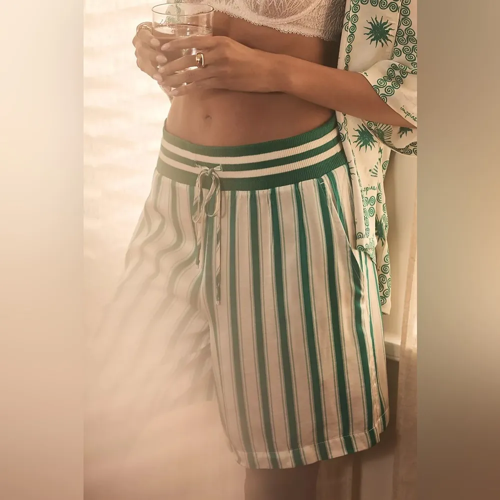 Anthropologie Satin Striped Silky Bermuda Boxer Long‎ Shorts Size Small - Image 8