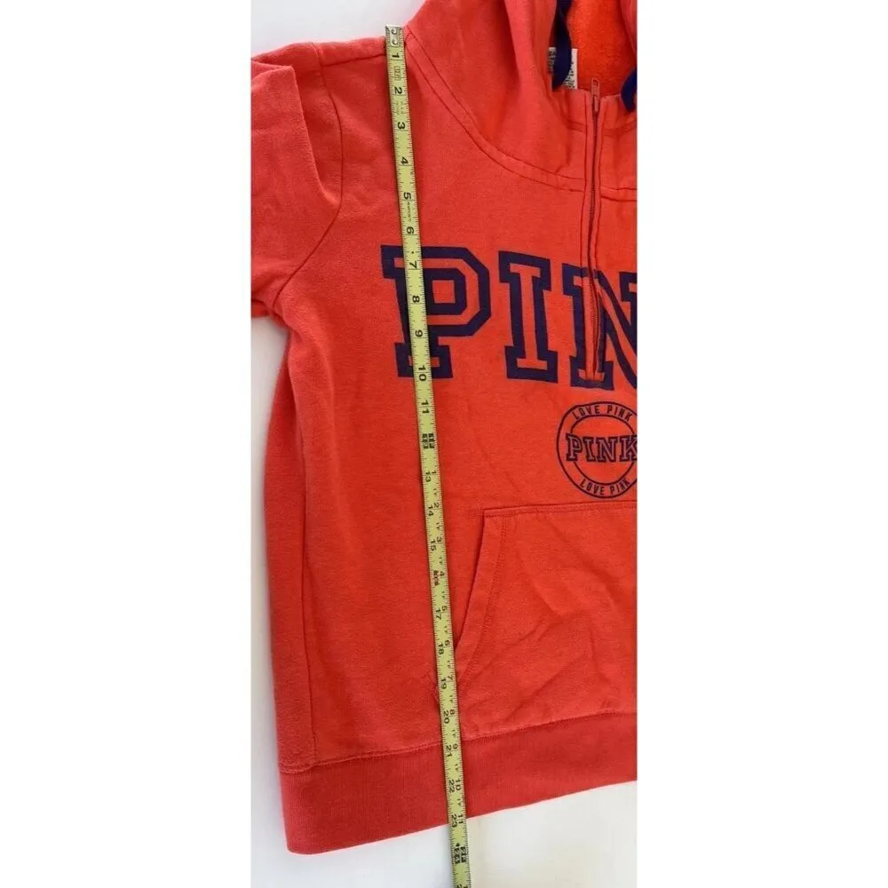 Victoria’s Secret PINK Women’s Sz M Orange Red Jacket Half Zip Pullover Sweater - Image 3