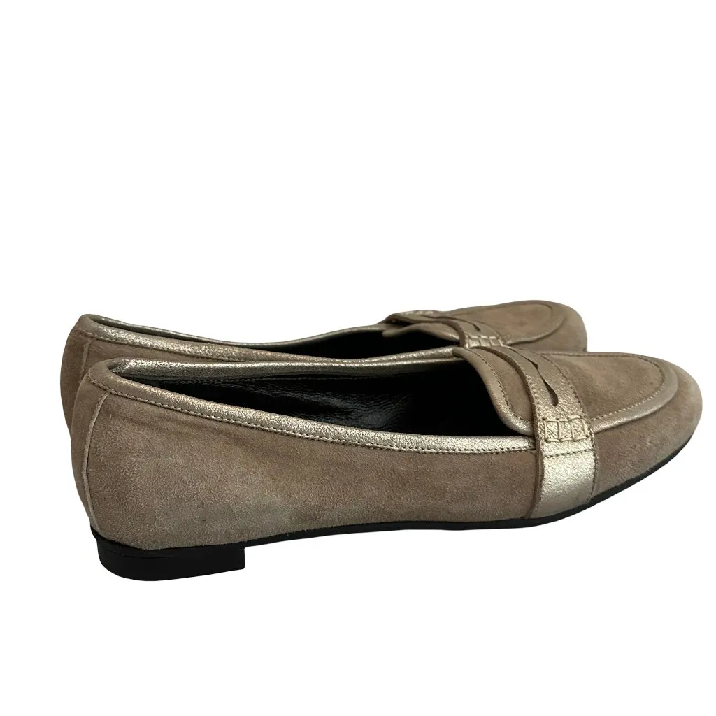 Attilio Giusti Leombruni AGL Taupe Suede Penny Loafers Flats Size 37 6.5 US Tan - Image 8