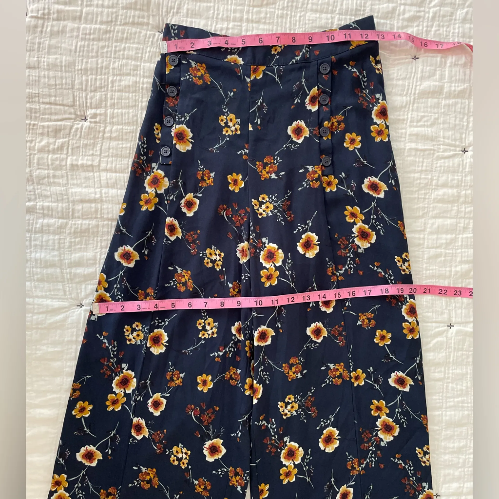 XHILARATION Boho Floral High-Rise Wide Leg Pull-On Pant Cottagecore Size S - Image 9