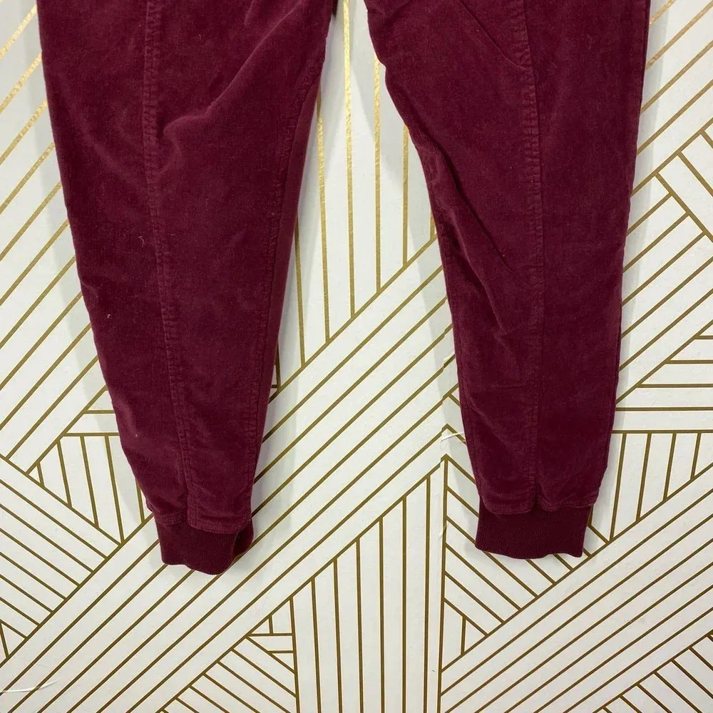 Anthropologie Leigh Jogger Pants Drawstring Corduroy Maroon Burgundy Red Size XS - Image 10