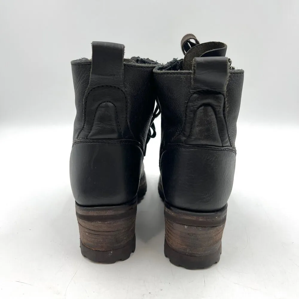 ASH Black Leather Lug Sole Boots Lace Up Moto Ankle Booties - Image 7