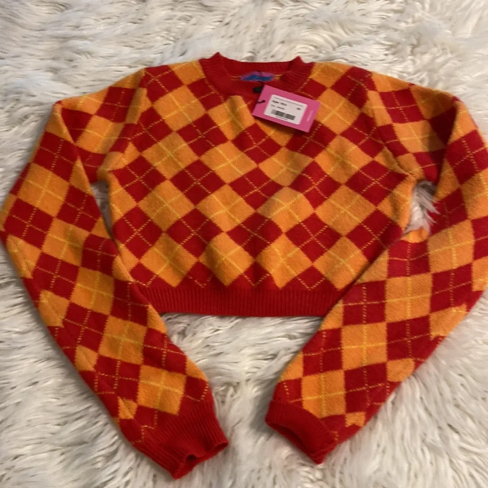 Edikted Red and Orange Argyle Sweater-so soft cropped length 14” bust 28” - Image 12