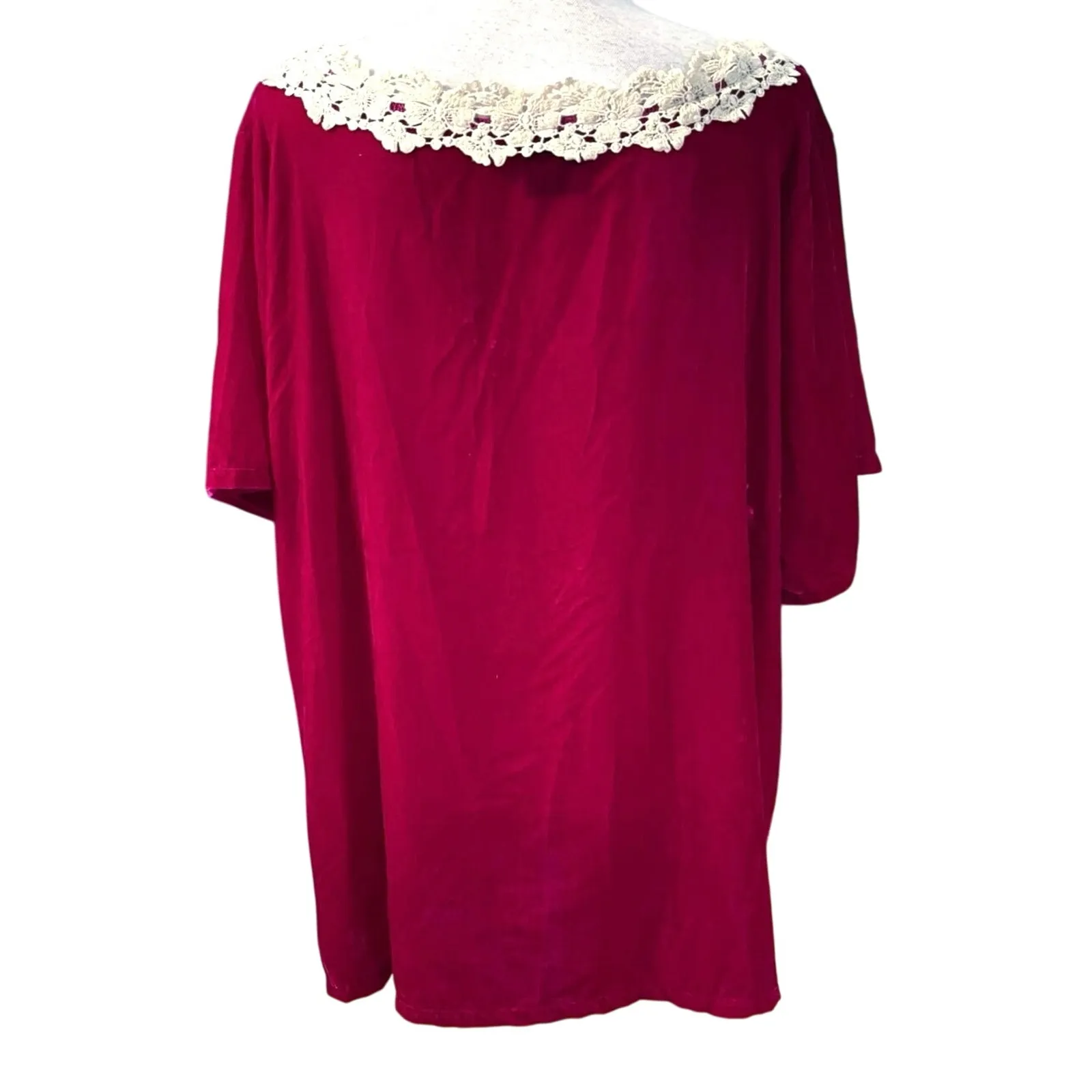 Jaded Gypsy Size L XL Magenta Velvet Lace Trim Top Shirt Made in USA Pink - Image 2