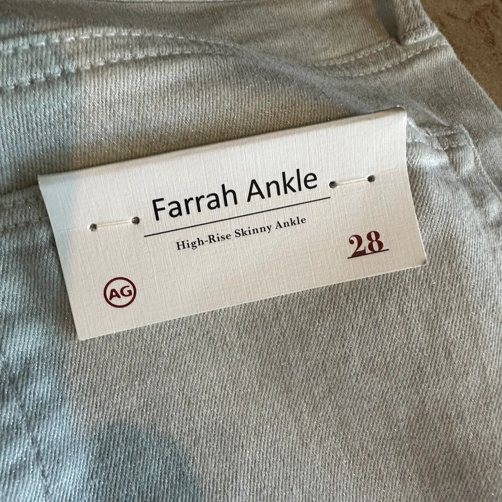 NWT AG Luminous Grey Faint Sparkle Skinny Fit High Waist Ankle Jeans Size 28 - Image 11
